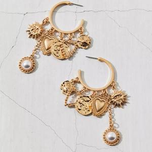 Nouveau style de luxe haut de gamme pour femmes Sun-Heart Pearl Tassel Dangle Big Hoop Boucles d'oreilles pour cadeau de mode pour femmes - Product Image 5