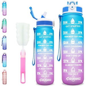 Botella de Agua Deportiva Motivacional de 1L, Taza de Plástico Portátil con Gradiente, Libre de BPA y de Grado Alimenticio, <span class=keywords><strong>para</strong></span> Gimnasio, Fitness y Entrenamiento - Product Image 1
