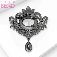 Broche Vintage con Colgante de Cristal en Forma de Gota, Pin de Diamantes de Imitación, Bañado en Plata, con Piedras Verdes, Azules, Negras y Transparentes, para Mujer, para Solapa de Traje o Vestido