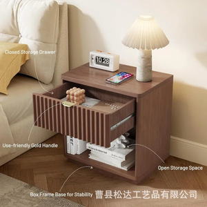 Modern <b>minimalist</b> wooden <b>bedside</b> <b>table</b>, home bedroom storage cabinet, solid wood hotel-grade storage rack - Product Image 5