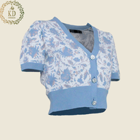 Fabricant de pulls KD, boutons en cristal personnalisés, fil métallique Lurex, pull jacquard pour femmes