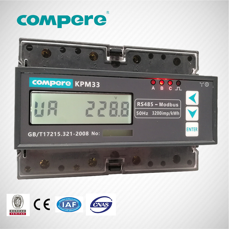 RS485 puerto de comunicación modbus 3 Fase inteligente digital de carril Din electricidad kwh de energía