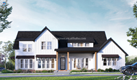 Maison conteneur préfabriquée double couche à plat Fournisseur de toit en pointe de villa Panneau sandwich en acier préfabriqué avec garage