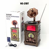 Radio rétro AM FM NNS NS-21BT, haut-parleur Bluetooth 5W, lecteur audio portable, carte USB TF, lampe à flamme RGB