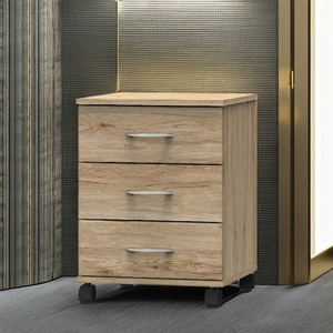 FURNIZONE Modern Contemporary Oak Finish 3-<b>Drawer</b> Mobile Storage Cabinet (Model 1473) - Product Image 1