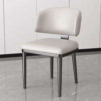 Chaise de salle à manger sans accoudoirs en cuir rembourré avec cadre métallique, design minimaliste italien et nordique, mobilier de luxe pour la maison
