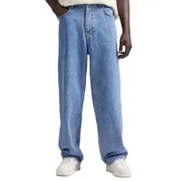 कस्टम प्रिंट पुरुषों की डेनिम पैंट उच्च गुणवत्ता कपास के लिए प्रकाश धोया बैगी प्लस आकार जींस पैंट पुरुषों