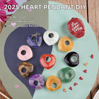 LEOSHOP 2025 Pendentif Cœur en Pierre Précieuse Style Vintage, Design Personnalisé, Nouveau Modèle pour Cadeau de Saint-Valentin Tendance à Faire Soi-Même