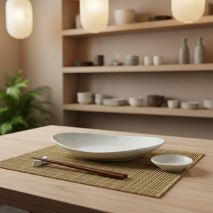 Assiette en mélamine de forme <span class=keywords><strong>bateau</strong></span>, blanche, <span class=keywords><strong>incassable</strong></span>, écologique, nouveau style, pour restaurant - Product Image 4