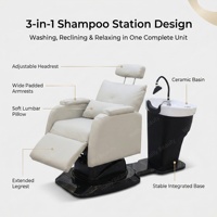 Lit de spa capillaire électrique japonais de luxe, fauteuil de salon de coiffure avec bac à shampoing en céramique, lit de soin du cuir chevelu inclinable