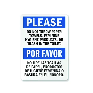 Please Do Not Throw Paper Towels Feminine Hygiene Products Or Trash In The Toilet sign, japan road print aluminum signs