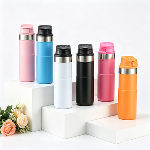 Bouteille d'eau sport isolée à double paroi avec logo personnalisé, design à large ouverture, portable, 500 ml, avec gâchette, pour café et voyage - Product Image 2