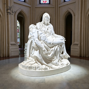 Figurine en marbre sculptée à la main sur mesure BLVE, statue de déesse chérubin en marbre blanc poli pour galerie, villa, décoration artistique extérieure - Product Image 2