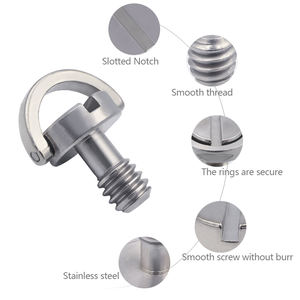 Vis de fixation rapide pour appareil photo 1/4, à fente <span class=keywords><strong>plate</strong></span> en zigzag DIN, nickelée, ronde avec anneau en D rainuré, vente en gros - Product Image 2