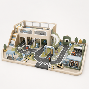 Ciudad de Juego de Roles de Tráfico Vial Personalizada con Mini Carreteras, Semáforos, Gasolinera y Taller de Servicio para Niños, Cafeterías y Centros Comerciales - Product Image 1