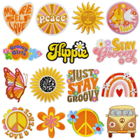À la mode brodé été fer sur broderie patchs de transfert de chaleur Orange jaune tournesol paix chapeau patchs pour enfants vêtements