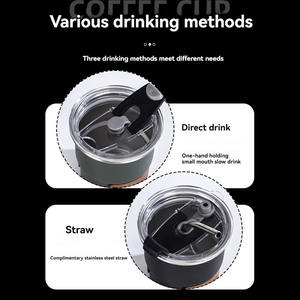 Vaso Simple de Acero Inoxidable 304 con Tapa de Madera Aislante, Vaso Portátil para Café para Exteriores - Product Image 5