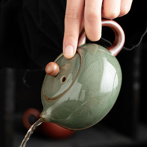 Tetera Premium Secret Glaze Ge Kiln <span class=keywords><strong>Xi</strong></span> Shi, Tetera Individual Filtrada, Tetera de Cerámica Anti-escaldaduras para Preparación Individual de Té Kung Fu en Casa - Product Image 3