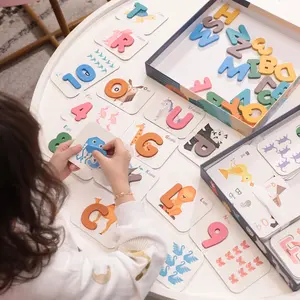 ABC עץ אותיות ומספרים בעלי החיים כרטיס התאמת לוח פאזל משחק מונטסורי צעצועים חינוכיים מתנה לילדים גיל 3 4 5