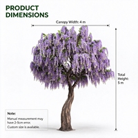 Bunga Wisteria Ungu Sutra Berkualitas Tinggi 5m*4m, Pohon Wisteria Buatan untuk Dekorasi Rumah, Taman, Pernikahan, Komersial, Dapat Disesuaikan