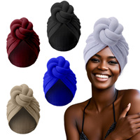Nuevo sombrero de turbante étnico indio de Color sólido con bola de giro tridimensional para Amazon Pañuelo de verano transfronterizo hecho