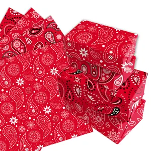 HUANCAI Red Bandana Paisley Design Gift Wrapping Paper for Western Party Supplies