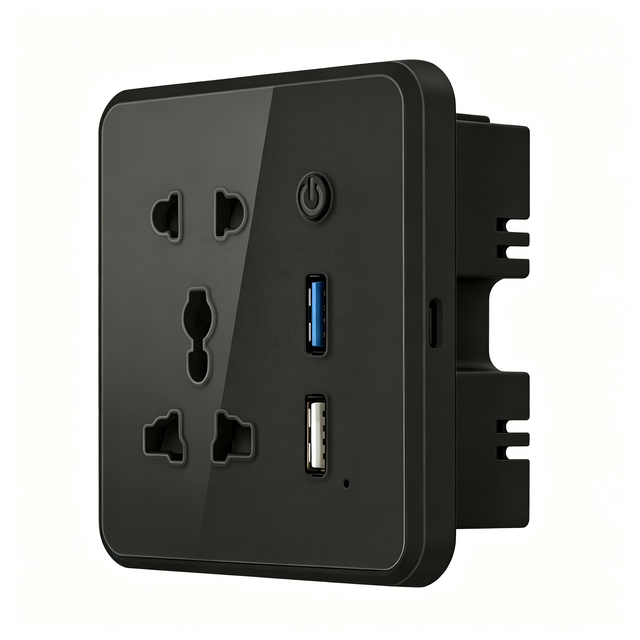 Universal Smart Tuya WiFi Wall Socket with Glass Model Dual USB 5-hole Quick Fast Charger 3.0 Usb Socket for Google Home Alex
