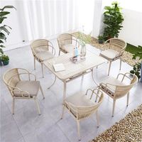 Ensemble de meubles d'extérieur de style européen haut de gamme avec table basse et chaises en rotin pour jardin, patio, balcon - Design multifonctionnel