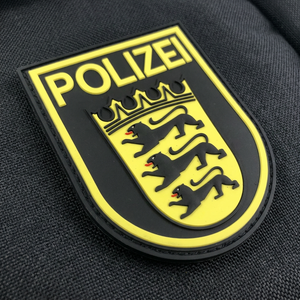 Patch en caoutchouc sergé 3D Polizei, motif bouclier noir et jaune, rectangulaire, thermocollant, emblème brodé pour cadeaux - Product Image 4