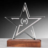 Trophée personnalisé en cristal avec base en bois, cadeau d'entreprise pour réunion annuelle, reconnaissance des employés