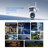 Cámara de Seguridad Solar 4G LTE, Cámara CCTV Inalámbrica 1080P, Doble Lente PTZ, Alimentada por Batería, Detección Humana por IA, Cámara para Exteriores