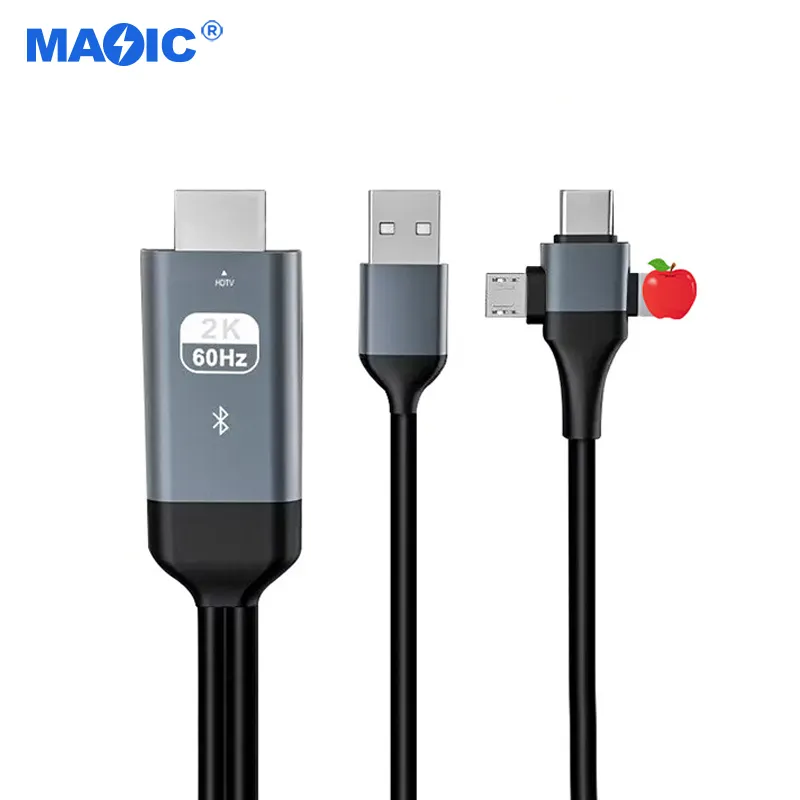 Cables commonly used accessories 1080p 60hz 3 in 1 HDMI cable adapter type c micro usb to HDTV hdmi cable phone to tv