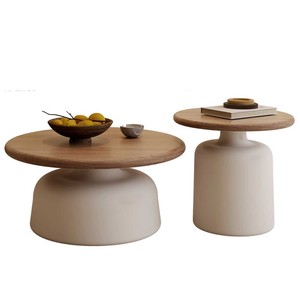 Set di Tavolini da Caffè Moderni per la Casa di Lusso in Legno e <span class=keywords><strong>Vetro</strong></span>, Rotondi e a Nuvola, Stile Nordico <span class=keywords><strong>Nero</strong></span> e Crema per Soggiorno - Product Image 6