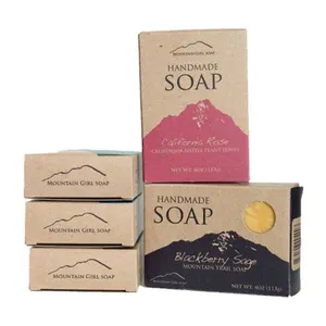 MOQ Fleksibel Dirancang Khusus Kotak Kemasan Sabun Mewah Kotak Kertas Kraft untuk Kotak Sabun Sampo Bar