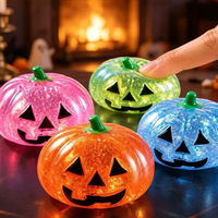 Jouet Squishy Citrouille Halloween en Maltose à Remontée Lente, Anti-stress, Doux à Presser, Sensoriel, Translucide Pailleté, Cadeau de Fête