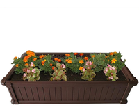 Boîtes de jardin surélevées en plastique brun de haute qualité de 2 pieds par 4 pieds pour la plantation de légumes à fleurs en plein air