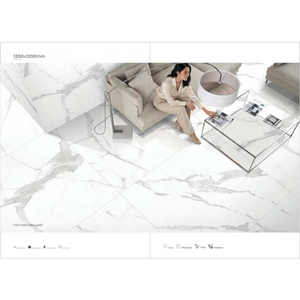 Carreaux de porcelaine émaillée numérique Imperio Pearl 1200x1200mm, dalles de sol veinées brillantes - Product Image 5