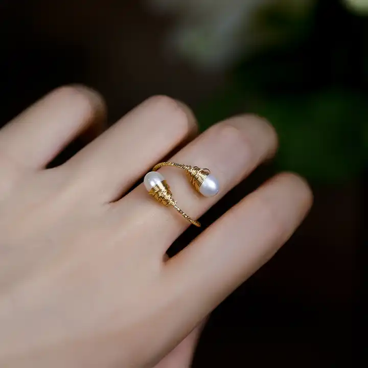 Buy Freshwater Pearl Ring 14k Gold Plated Pearl Ring, Dainty Pearl Ring,  Exquisite Ringadjustable Pearl Ringpearl Rings for Women Online in India -  Etsy