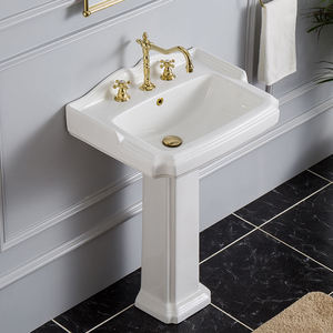 Lavabo de Pedestal de Cerámica Estilo Victoriano, con Soporte para Grifo de un Solo Orificio, Montado en el Suelo, Diseño Antiguo - Product Image 1