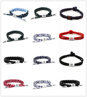 Bracelets ajustables personnalisés en corde tressée, durables, faits à la main, avec lacets de chaussures, pour le hockey et le sport