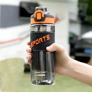 Şeffaf Tritan 1L 32Oz 1000ml spor içme saman ile spor salonu su şişesi plastik toptan