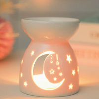 Meilleure vente transfrontalière : Brûleur d'huiles essentielles en céramique blanche creuse, chauffe-cire aromatique pour bougie chauffe-plat, décoration pour la maison et la chambre