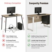 Table de bureau et d'étude robuste en acier et bois avec rangement verrouillable et support intégré pour ordinateur portable, idéale pour les projets scolaires et les fournitures d'étudiant