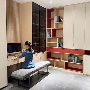 Customized Modern Living Room Furniture Sets Bookcase Combined with <b>Desk</b> for Apartment Use <b>Space</b> <b>Saving</b> High Quality - Product Image 6