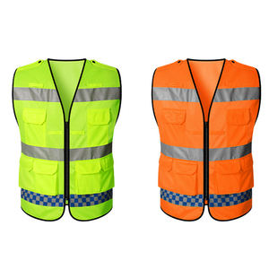 Rompi Keselamatan Pria ANSI Kelas 2 Warna & Logo Kustom Kuning Fluoresen Bernapas Reflektif Pakaian Kerja dengan Layanan Kustom OEM - Product Image 1