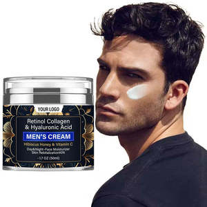 Crème pour le visage pour homme, naturelle, biologique, végétalienne, hydratante, collagène, acide hyaluronique, vitamine C, niacinamide, pour tous types de peau - Product Image 1