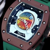 Nouvelle Montre Mécanique Tendance 2026 avec Boîtier Tonneau en Céramique, Verre Saphir, Bracelet en Cuir 24mm et Résistance à l'Eau 3 ATM