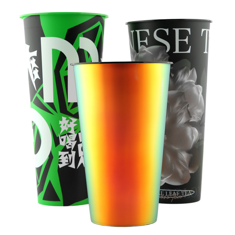 Custom Printed Disposable Single Wall PP Cup 12oz/16oz/22oz Plastic Cups  with Lid for Milk Boba Bubble Tea Film Ice Coffee