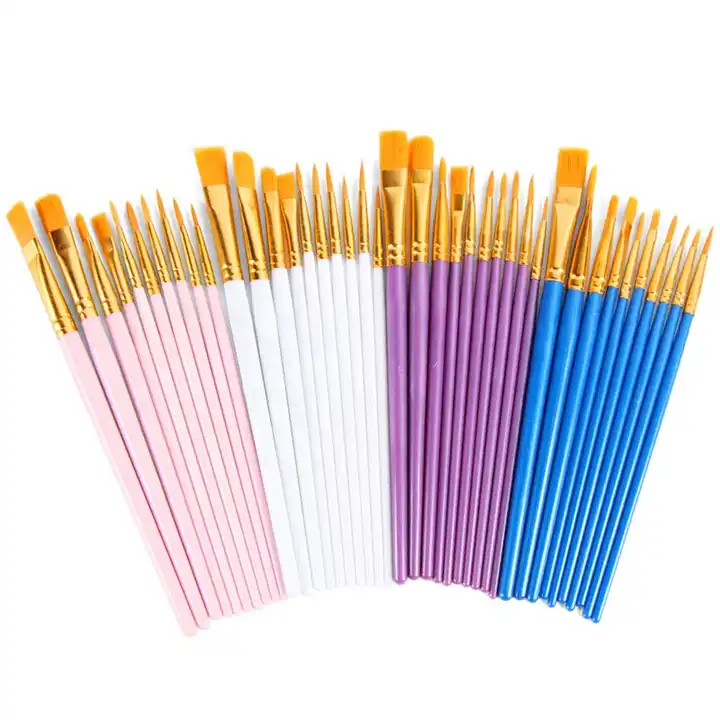 10pcs Pink Wooden Watercolor Paint Brushes, Suitable For Various Painting  Needs