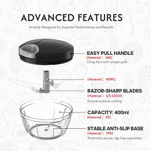 مطبخ متعدد الوظائف صغير سحب اليد محضرة الطعام القاطع التقطيع خلاط الثوم مجتذب يدوي - Product Image 3